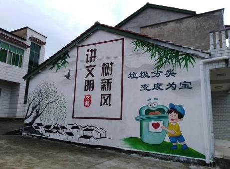 莲花墙绘是现在流行的墙体广告